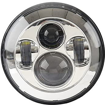 AYKANING Motorrad Hauptscheinwerfer,Motorrad Scheinwerfer 7Inch Motorradscheinwerfer Black Vulcan VN 500 750 800 900 1600 1700 1500 Passend Für 93-08 Ducati Monster 1000 600(Color:1PC TypeA Chrome)
