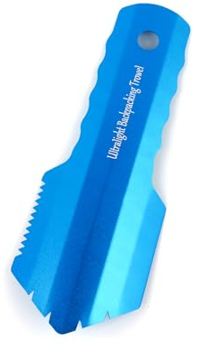Ultralight Aluminum Camping Shovel - Portable Backpacking Trowel with Longer Handle (Blue)