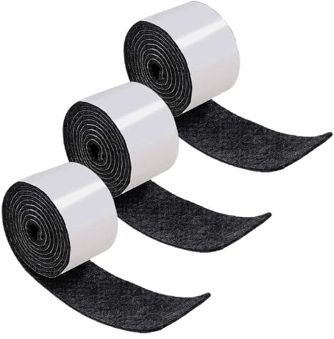 IBXWMNG Självhäftande filttassar – 3 rullar svart filt – 100 x 2 cm vardera – möbeltassar med skyddande lager, svarta starka filtränder, stolar och möbelfötter