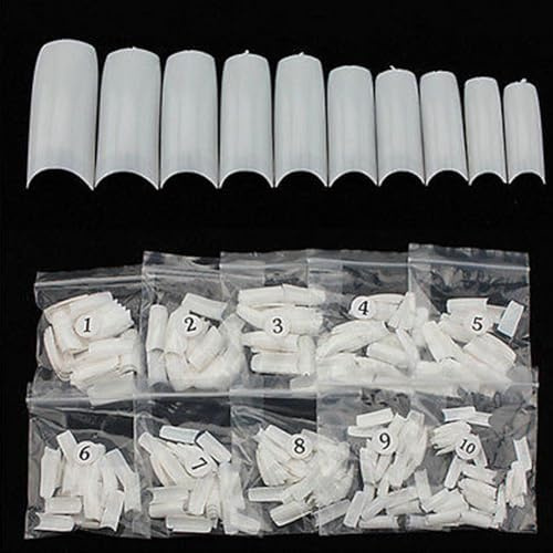FATASH 500 Pieces Clear Coffin Fake Press on Nail Tips | Full Cover Acrylic French False Stick on Nails Kit | Professional Beauty Manicure Tool Set | Artificial Nail Extension For Women & Girls
