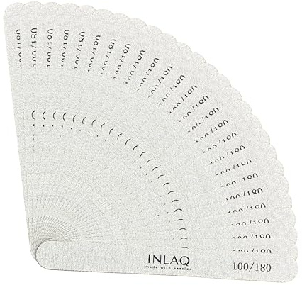 INLAQ® Gerade Nagelfeile 100/180, Professionelle Nagelfeilen, strapazierfähig, abriebfest, für Gelnägel, Acrylnägel und Naturnägel | 25 Stück