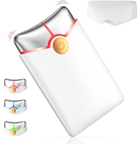 Profey Massagegerät EMS, 3 Modi, LED Licht | 3 Stufen EMS, 3 Lichtfarben (Rot, Blau, Grün), Wärme, Vibration, Gesicht & Hals, alle Hauttypen, einfach per Knopfdruck