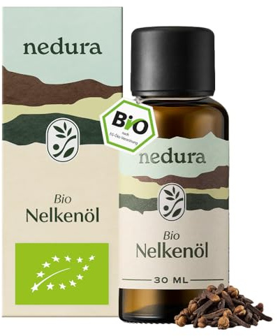 nedura® BIO Nelkenöl [100% NATURREIN] - Echtes Nelkenöl Bio zum Einnehmen - Gewürznelkenöl in Lebensmittelqualität - Ätherisches Nelkenöl Zahnschmerzen - BIO Qualität - 30ml