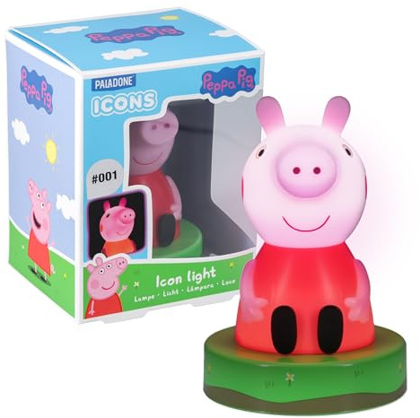 Paladone Peppa Pig-ikonljus – officiellt licensierad fristående skrivbord, spelrumsdekor och varor för pojkar och flickor, nattljus presenttillbehör för lekrum och sovrum