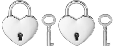 PATIKIL 1.5 Inch Love Locks Heart Padlock with Key Set, 2 Set Single Heart Couple Wishing Lock Love Padlock for Lover Bridge Anniversary Diary Book Card Box, Silver Tone