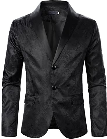 Rrongwn Blazer pour homme - Coupe ajustée - Avec motif floral - Jacquard - Style sportif - Loisirs - Veste de costume moderne - Décontractée - Coupe ajustée - Confortable - Veste d'extérieur -