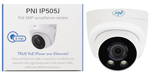 PNI Cámara de videovigilancia IP505J PoE, 5MP, Domo, 2,8mm, para Exterior, Blanca