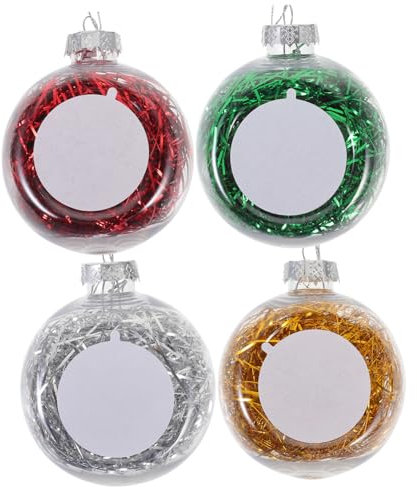 Garneck Christbaumkugeln Kunststoff Mit Sublimationsfunktion 8cm Transparente Weihnachtsbaumkugeln Zum Hängen Bunte Deko Für Weihnachtsfeier Und Party 4 Stück