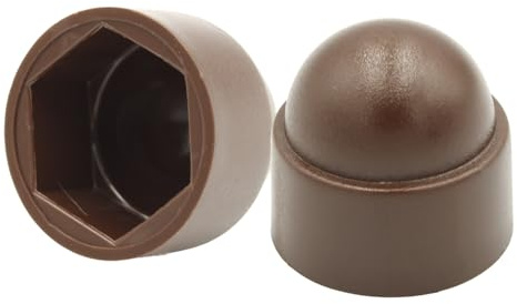 50 x Cover Caps for Screws | Screw Cover Brown | Screw Cover Caps | Screw Caps | Protective Caps for Screws RAL 8028 (M12 - Spanner Size 19)