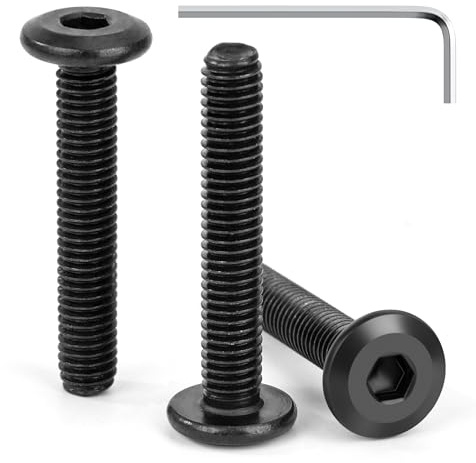 Tunejoy Flachkopfschrauben Schwarz M6 x 35 mm Flachkopf Schrauben Edelstahl A2 V2A Möbelschrauben Innensechskant Vollgewinde mit Inbusschlüssel 30 Stück