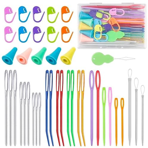 OVDGWC Set di Set di Ago per Cucire, Ago da Cucito Multifunzionale, Strumenti per La Maglia da Cucito Fai -da -Te, Set di Cucitura Maglione, Ago in Metallo Curvo, Accessori da Cucito