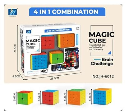 Zauberwürfel Set 4-in-1, Speedcube Sammlung mit Megaminx und Spezialwürfeln (6012)