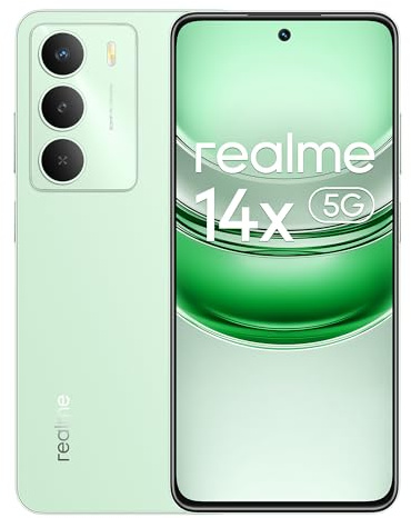 realme 14x 5G Smartphone 8+256GB, Pantalla Eye Comfort 120Hz, cámara nítida de 50MP, batería de Larga duración 5000mAh, Resistencia a los Golpes de Nivel Militar, Octa-Core, Verde (sin Adaptador)