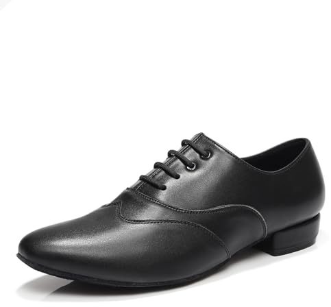 ZYXWVU Latin Dansskor Herr Latin Salsa Tango Jazz Modern Prestanda Party Låg Klack, Svart, 43 EU