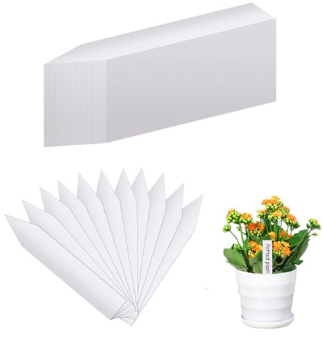 200 Pz Etichette per Piante Esterno, Cartellini per Piante da Esterno, Cartelline Etichette da Giardinaggio in Plastica Impermeabili per Piantine di Erbe Aromatiche Ortaggi Fiori Semi(bianco/10x2cm)
