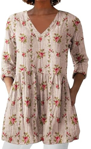 MJGkhiy Camicia Donna Bianca Lunga Curvy Top con Bottoni Tinta Unita Camice da Lavoro Manica Lunga Blusa Casual Taglie Forti Maglie Maglia Primaverile Camicia Lino Camicette Eleganti