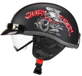 Cascos Ligeros de Media Cara para Adultos Hombres y Mujeres Casco Urbano Apto para Scooters Motocicletas Carreras Todoterreno desplazamientos Diarios Cruising Certificado Dot. XXL/63-64cm
