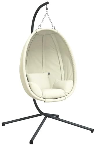 Hängesessel mit Gestell: Balkon Hängestuhl Outdoor - Gartenschaukel, Schaukelstuhl, Hängekorb, Hängeschaukel Für Indoor und Outdoor - Inkl. Kissen und Auflagepolster, Egg Chair, bis 150kg