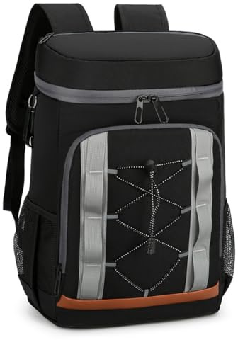 Zaino termico isolato da 30 L con grande capacità, borsa da picnic per il pranzo, borsa fresca leggera e sostenibile per attività all'aperto, spiaggia, picnic, campeggio (nero)'