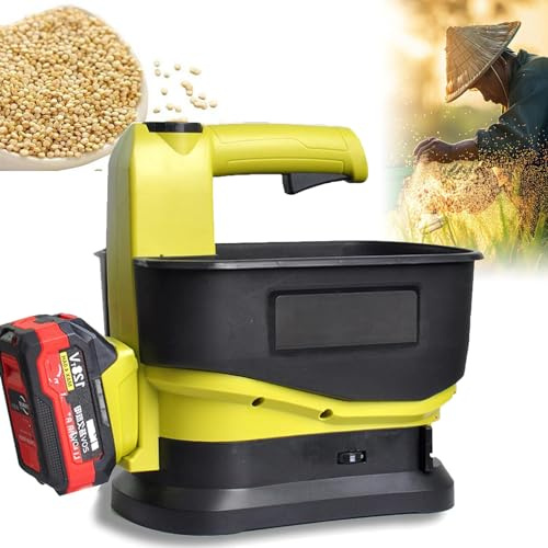 Esparcidor de semillas de césped de 5,5 L + 2 baterías inalámbricas de 4,0 Ah, caudal variable y ancho de dispersión ajustable para semillas, piensos y fertilizantes