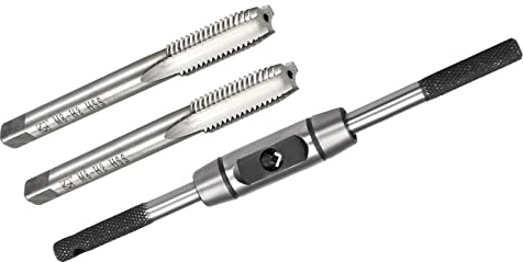 QUARKZMAN 2pcs Métrique Machine Taraud M8 x 1,25 H2 3 Cannelures et Réglable Taraud Clé Poignée pour Tarauds métriques M1-M8