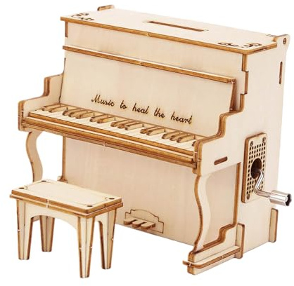 Adult Puzzles 3D - Wooden Piano Music Box 3D Building Kits - Handmade Brain Teaser Puzzles Set for Men Women Girls Boys Children Adults