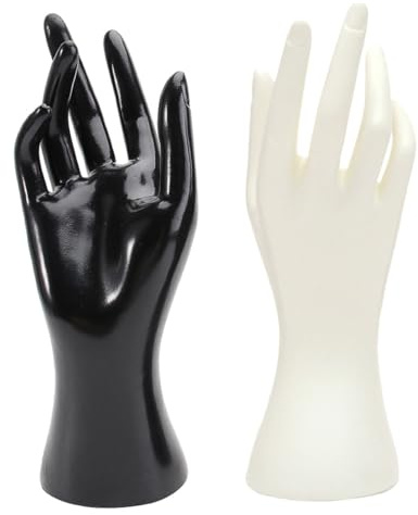 POPETPOP Soporte Color Aleatorio Forma de Mano Femenina para Exhibición de Joyas 2 Piezas de PVC y Vinilo para Anillos y Pulseras , Adecuado para Tiendas y Vitrinas
