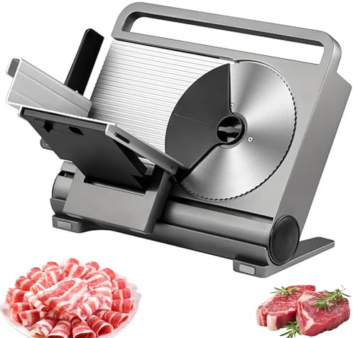 Máquina Cortadora De Carne Para El Hogar, Cortadora De Pan Antideslizante De 200 W Con Espesor Ajustable De 1-15 Mm, Hoja De Acero Inoxidable De 190 Mm, Protección De Bloqueo Para Niños, Empujador