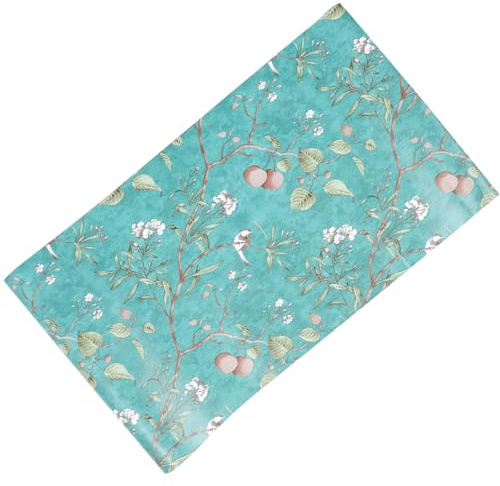 HONITANO Carta da Parati Autoadesiva Verde con Fiori e Uccelli Resistente all Umidità Rimovibile per Soggiorno Cucina e Camera da Letto Facile da Applicare e Decorare Pareti Lisce