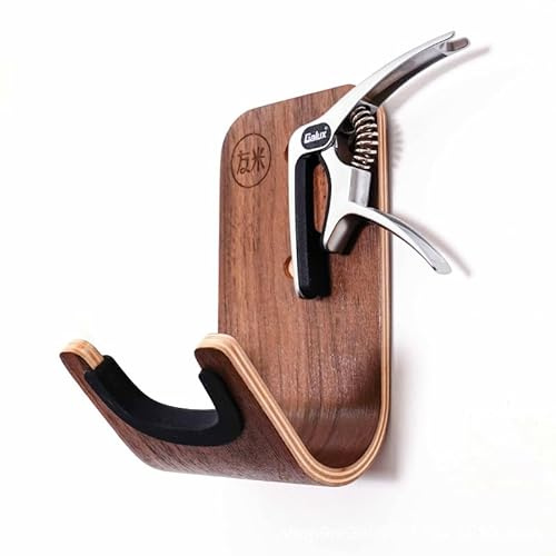 Crochet de guitare en bois avec vis – Support en bois dur pour guitare acoustique, électrique, basse, ukulélé, banjo, kit de support mural pour instruments de musique