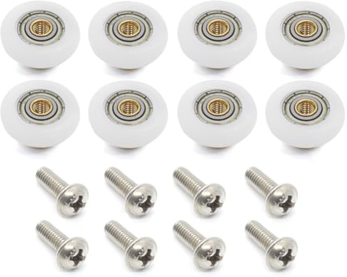 Gettimore Lot de 48 roulettes de rechange pour porte de douche, 19 mm de diamètre, centre en laiton et roue extérieure en nylon, porte en verre de salle de bain à l'ancienne