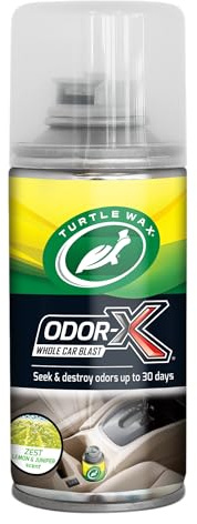 Turtle Wax Odor-X Whole Car Blast Car Air Freshener, Zest Scent, Inspired by Designer Fragrance One-time Use Odour Eliminator, Removes Unwanted Smells Permanently, Car Fragrance Lasts up to 30 Days