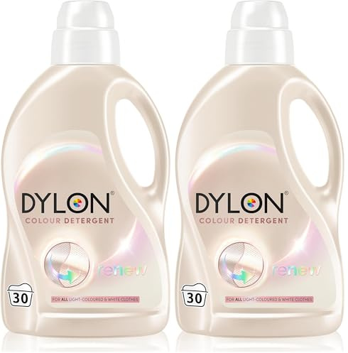 Dylon Light and White Detergent (30 WL), Liquid Laundry Detergent for all light-coloured and white clothes, Washing Detergent to Protect all light colours and Renew Fibres (Pack of 2)