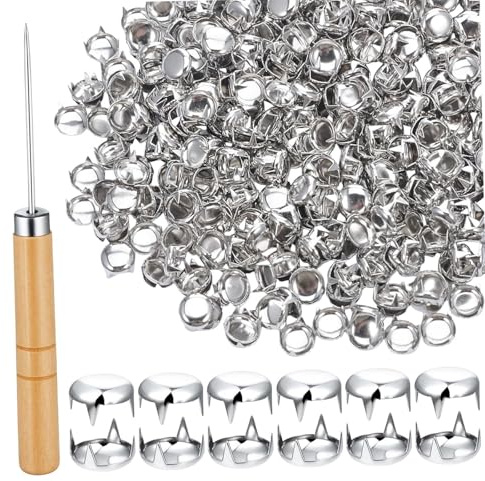 perfeclan 500 Piezas Metálicas Redondas Remaches para Ropa Manualidades de Cuero Herramientas con Punzón de Hierro Adecuado para Crafters Confección