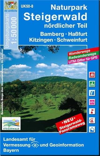 Naturpark Steigerwald Nord 1 : 50 000: Mit Wanderwegen, Radwanderwegen, Gitter für GPS-Nutzer (UK 50-08)