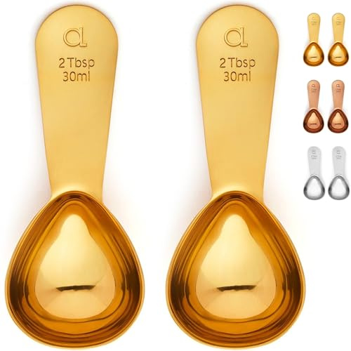 Apace Living Coffee Scoop (Set of 2) - 2 Tablespoon (2 Tbsp / 1/8 Cup / 1 oz) - The Best Stainless Steel Measuring Spoons for Coffee, Tea, and More