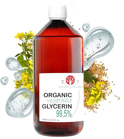 Ren och organisk vegetabilisk flytande glycerin - tvålglycerin, fuktgivande ansikte och kropp, 100% naturlig hemlagad kosmetisk bas - 1000 g 1 kg