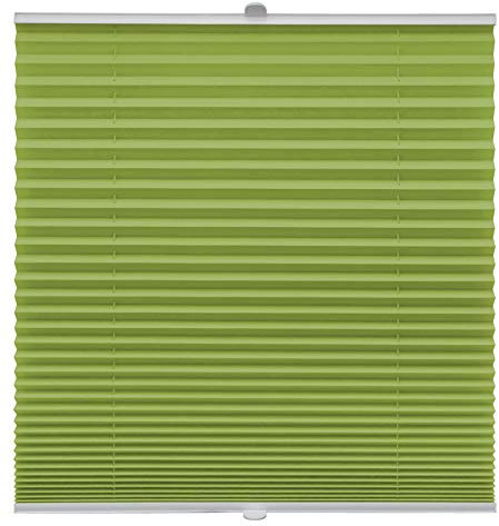 Plissee auf Maß Klemmfix für alle Fenster Montage über Klemmträger bis 27mm Faltrollo Blickdicht Sonnenschutzrollo Fenster-Rollo Grün Breite: 131-140 cm, Höhe: 40-100 cm