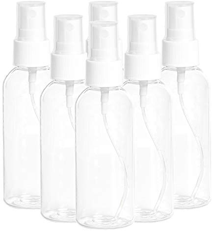 ZEJIA 6 Pack 2.7oz Fine Mist Clear Spray Bottles Refillable & Reusable Empty Plastic Travel Bottle for Essential Oils, Travel, Perfumes