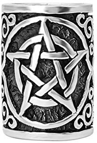 81stgeneration 925 Sterling Silver Celtic Pentagram Hair Tube Bead Unisex – Wiccan Star Braid and Beard Accessory – Pagan Symbol Cylinder Charm - Symbolic Dreadlock Accessories - Viking Hair Jewellery