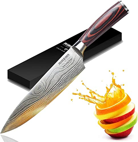 AIRENA Cuchillos de Cocina, Cuchillo de Cocina de 8 - Cuchillo japonés - Acero inoxidable alemán - Mejor precio con estuche y exquisita caja de regalo - Cuchillos ultra afilados