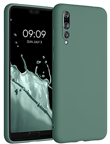 kwmobile Hülle für Huawei P20 Pro TPU Case - Handyhülle unterstützt kabelloses Laden, Flexible Schutzhülle, gummiertes Cover in Tannengrün