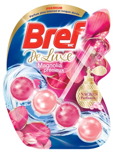 Bref WC Deluxe Magnolia précieux –Produit Nettoyant WC – Parfum WC – 4 éléments actifs - Parfum raffiné - Mousse nettoyante - Formule anti-calcaire - Formule Anti-calcaire - 1 Bloc WC (50g)