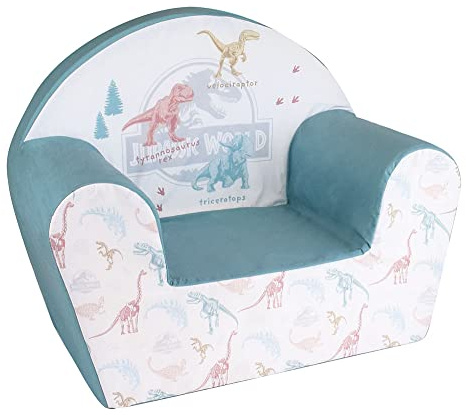 Fun House Kinder 713501 Jurassic World Dinosaurier Clubsessel Herkunft Frankreich Garantie L 52 x T 33 x H 42 cm, Weiß/Grün