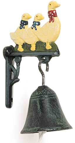 Moritz Türglocke Gänse 55 cm Gusseisen Wandglocke antik Gartendeko rustikal | Idyllisches Federvieh am Eingang – wetterfest, mit Zugkordel und Klöppel, heller Klang, als Geschenk