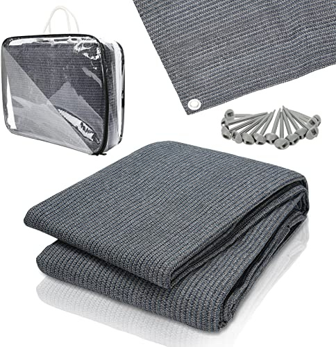 Jiubiaz Alfombra para toldo para Tienda de campaña, Transpirable, Antideslizante, Lavable, con 12 Agujeros, 13 estacas y Bolsa de Transporte, Diferentes tamaños (Gris y Azul)