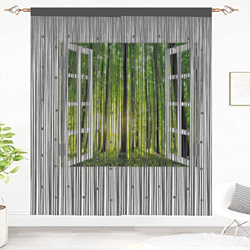 Taiyuhomes Bead String Curtains Door Fly Screen Curtain Beaded Curtain For Doorways Window Decorations Room Divider Single Door Curtains Beads (90x200cm 2PC Grey)