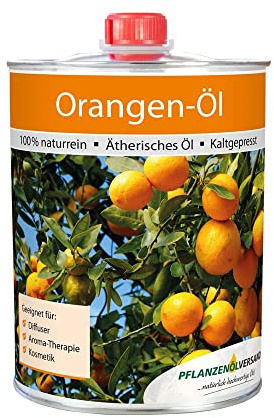 Orangenöl 100% naturrein ohne Zusätze, ätherisches Duftöl für Diffuser, 1 L | Raumduft für Diffuser, Duftlampe und Raumbeduftung