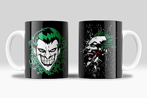 newseny Joker Taza | Taza de Joker duo mortifero | Cerámica 355 Taza Grande Joker (Taza Joker Grande Doble Joker)