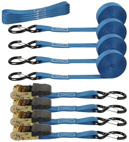 4Pack Ratchet Straps, 20Ft Ratchet Tie Down Straps, 1700 LB Break Strength Ratchet Cargo Straps with Safety Lock S Hooks & Soft Loops for Moving Cargo, Motorcycle, Appliances, Lawn Equipment